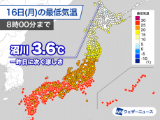 北海道は広範囲で10℃未満の涼しさに　晴れて放射冷却が強まる