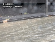 愛知県から静岡県で局地的に雨雲が発達　強雨による道路冠水などに注意