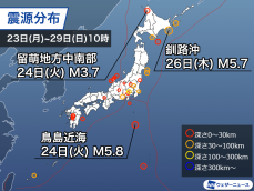 週刊地震情報 2024.9.29　鳥島近海の地震で津波発生　北海道では震度3以上が3回