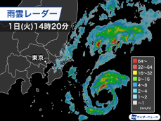 関東の沿岸部に台風17号の雨雲　夕方以降は東北でも一時的な強雨に