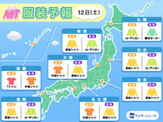 10月12日(土)　各地の気温変化と最適な服装