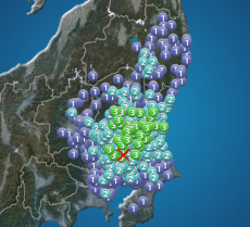 埼玉県・茨城県・千葉県・栃木県で震度3の地震発生