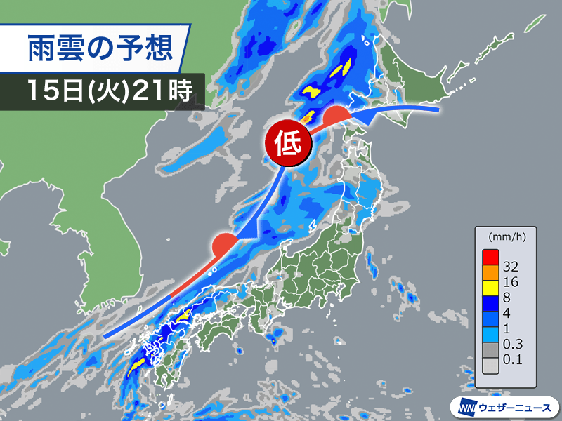 明日は日本海側で雨が降りやすい　夕方以降は雨の強まる所も