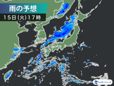 本州日本海側や九州に雨雲が近づく　夕方以降は強雨や落雷等に注意