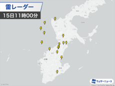 沖縄本島を発達した雨雲が通過　那覇周辺などで一時激しい雷雨に