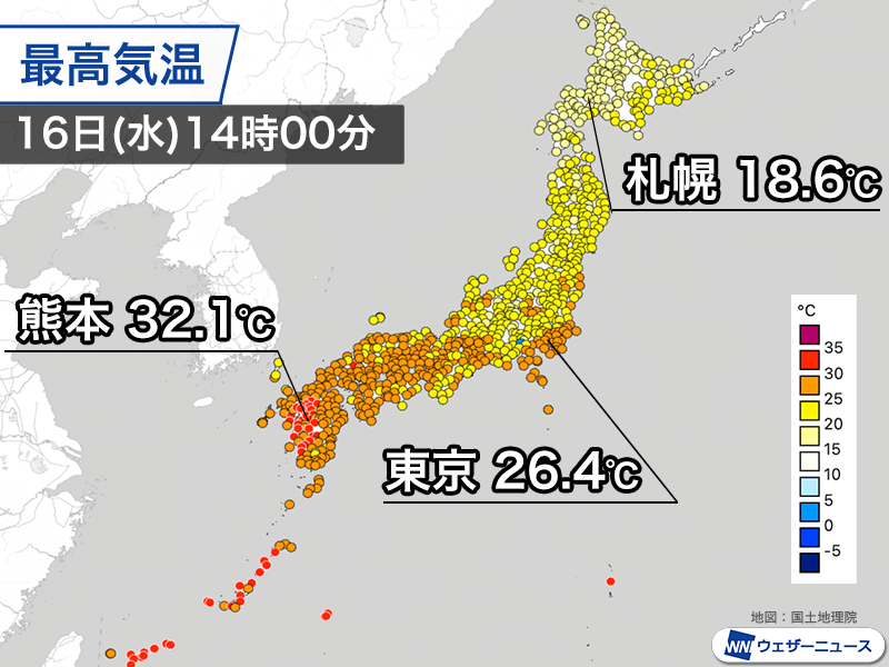 今日は関東以西でムシムシ体感 明日も西日本は暑さ続く