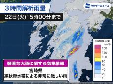 宮崎県で線状降水帯による大雨　災害発生に厳重警戒