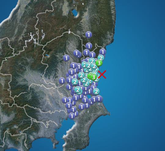 茨城県沖でM3.9の地震　水戸・日立で震度3　津波の心配なし