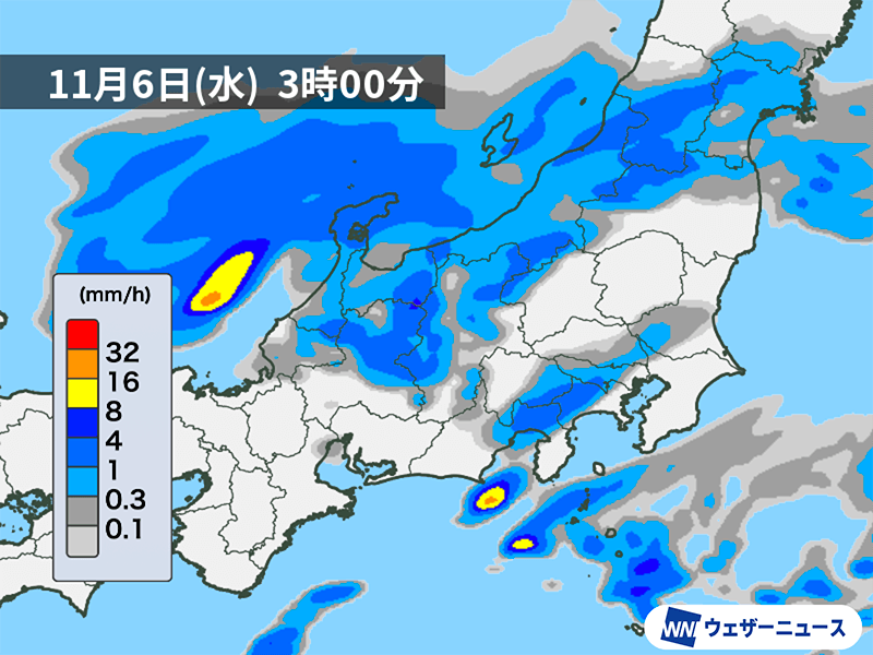 関東の内陸部で雨雲が発生　夜中は首都圏でも雨の可能性