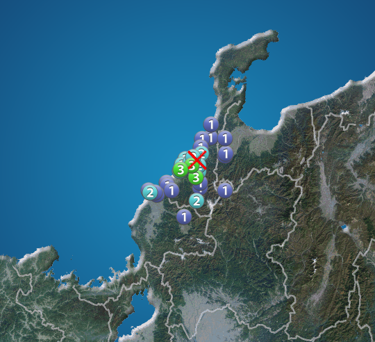 石川県加賀地方でM3.8の地震　石川県で震度3　津波の心配なし