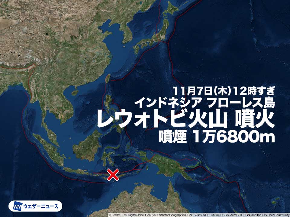 インドネシア・レウォトビ火山で大規模な噴火　噴煙は高度約16000m超