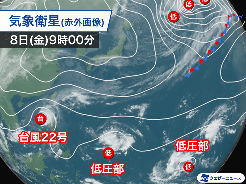 日本の南に複数の熱帯低気圧候補　今後は発達の可能性も