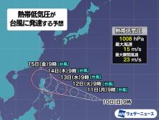 3つの台風とは別に、新たな台風発生予想　今後の進路に注意