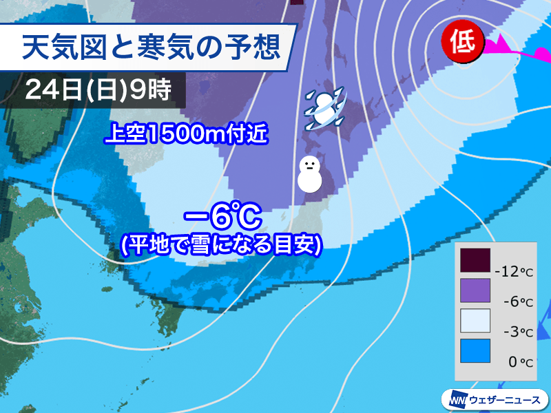 週末に再び冬型の気圧配置　全国的に気温下がり日本海側は雪や雨