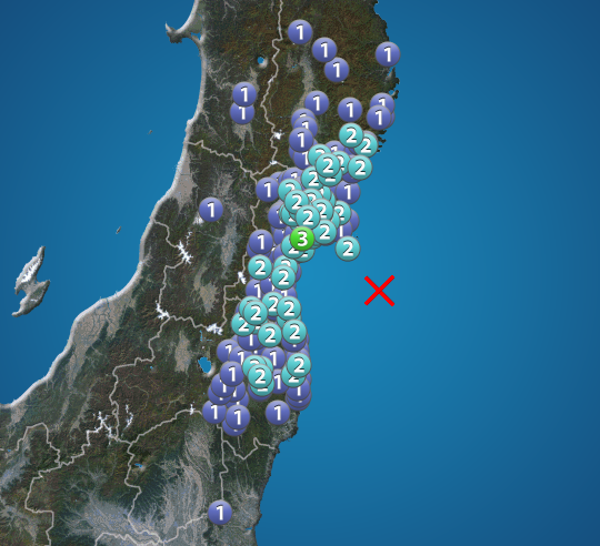 宮城県沖でM4.7の地震　松島町で震度3　津波の心配なし