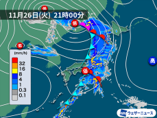 前線や低気圧で強雨や落雷・強風のおそれ　西日本には暴風警報も