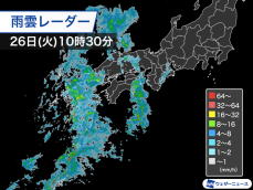 西日本で局地的に激しい雨　帰宅時間帯は関西で雨のピーク