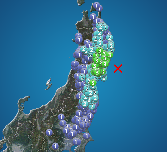 宮城県沖でM5.3の地震　最大震度3　津波の心配なし　関東甲信でも揺れ観測