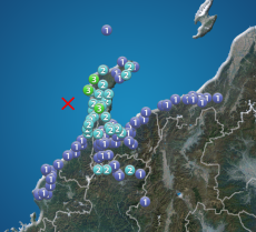 石川県で震度3の地震発生