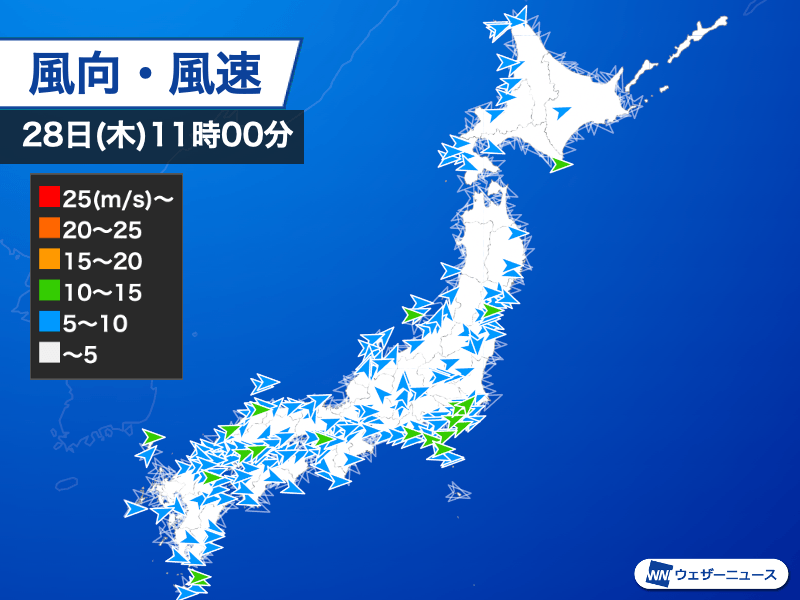 全国的に西風強まる　横殴りの雨や飛来物に要注意