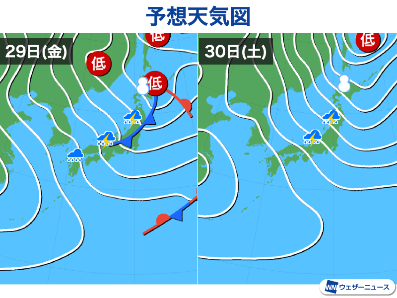 冬型の気圧配置は月末まで継続　日本海側は大雨のおそれも