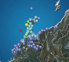 石川県西方沖でM4.8の地震　志賀町で震度4　津波の心配なし