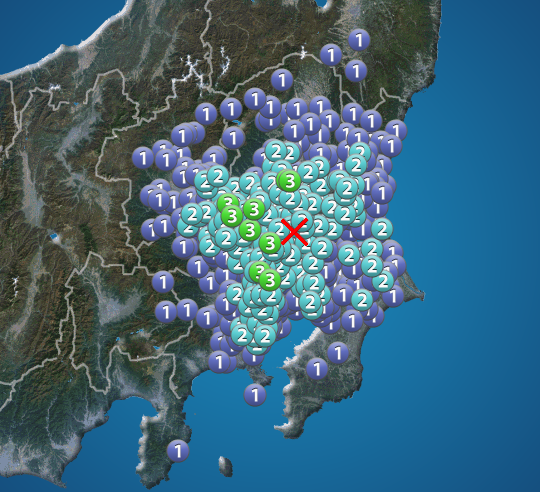 茨城県南部でM4.3の地震　関東地方で震度3　津波の心配なし