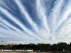 関東南部でシマシマ模様の雲　青空と白い雲のコントラスト