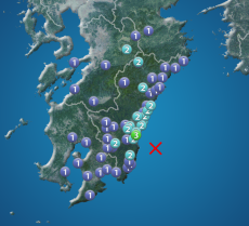 日向灘でM4.6の地震　宮崎県で最大震度3　津波の心配なし