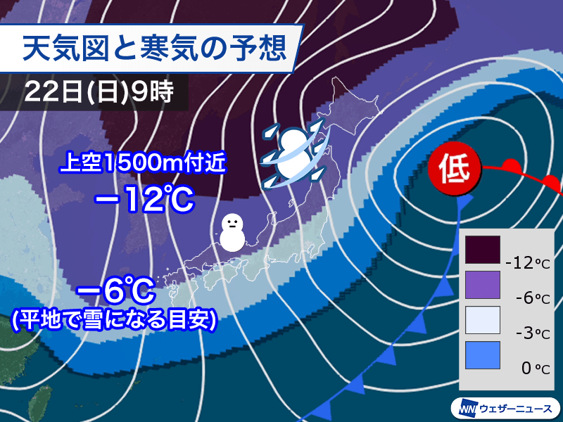 日曜からの強い冬型で100cm超の大雪も　吹雪にも警戒を