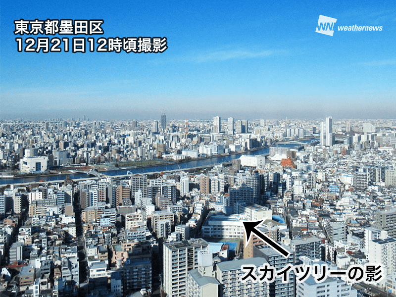 今日は1年で最も影が長い「冬至」　関東などで昼間も長い影が見える