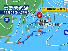 大晦日は低気圧が発達しながら通過　関東から西の太平洋側も雨の可能性