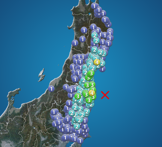 福島県沖でM5.1の地震　宮城県と福島県で震度4　津波の心配なし