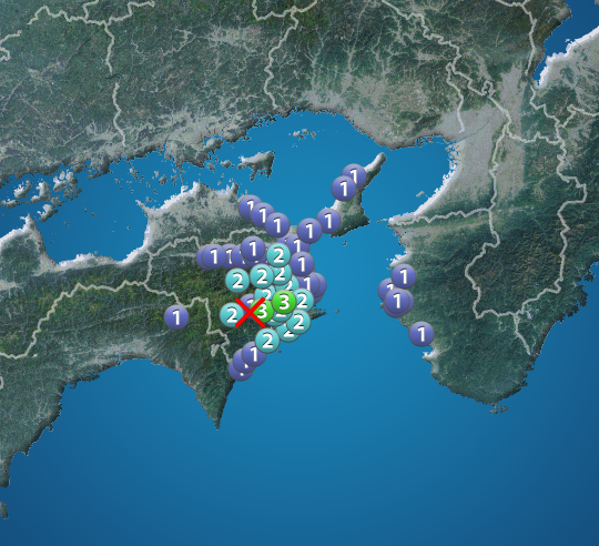 徳島県で震度3の地震発生