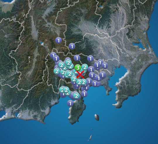 山梨県東部・富士五湖でM4.0の地震　山梨県で震度3　津波の心配なし