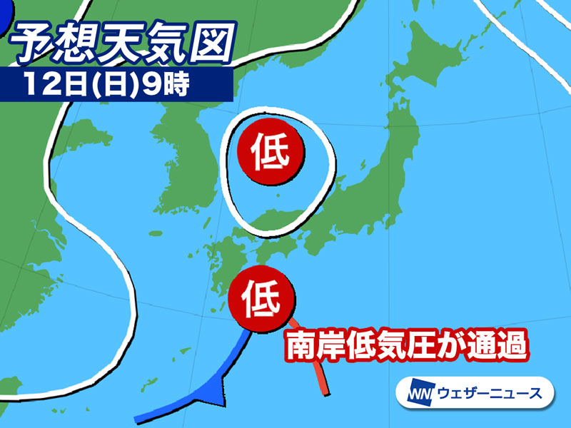 三連休は日本付近を低気圧が通過 関東の平野部で雪になる可能性も