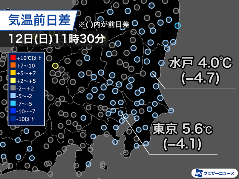 関東は雲が多く昨日より寒い　午後も寒さが続く予想