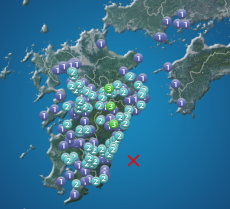 日向灘でM4.9の地震　熊本県と宮崎県で震度3　津波の心配なし