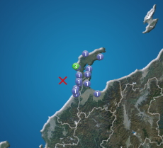 石川県西方沖でM4.0の地震　志賀町で震度3　津波の心配なし