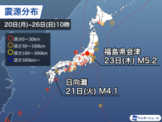 週刊地震情報 2025.1.26　福島県会津で震度5弱　地震活動の活発な状態続く