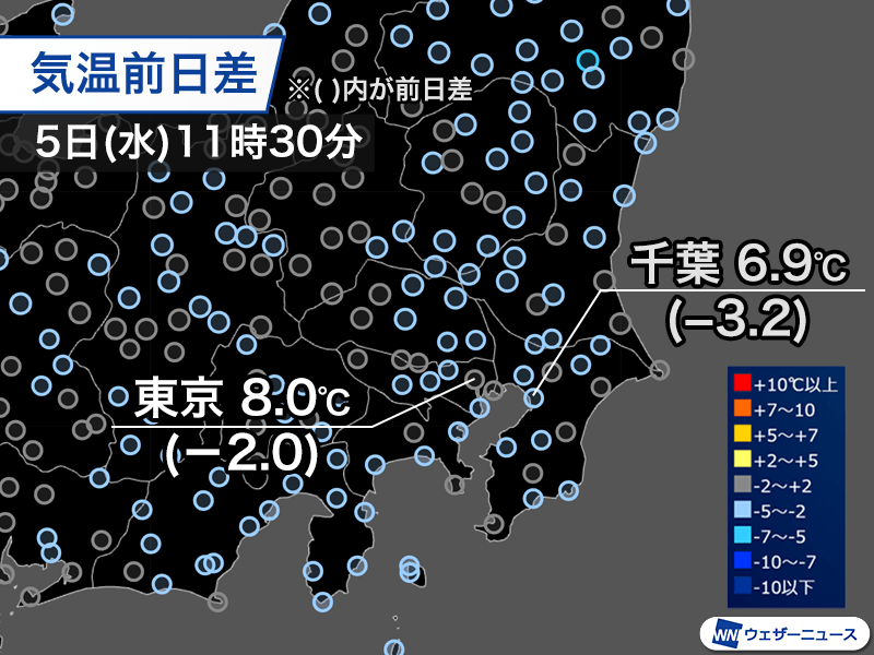 関東は青空広がるも空気冷たい　午後も10℃に届かない予想