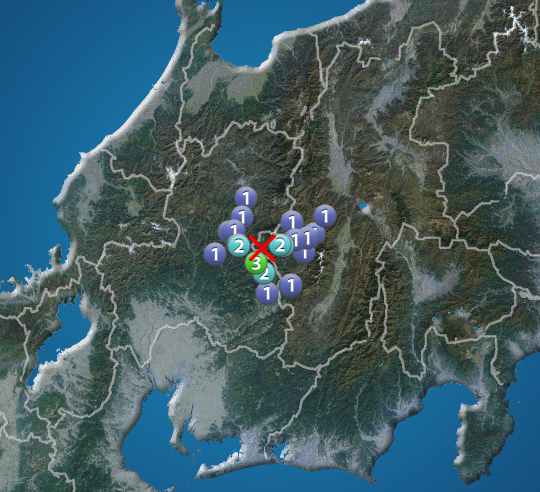 長野県南部でM3.5の地震　岐阜県中津川市で震度3　津波の心配なし