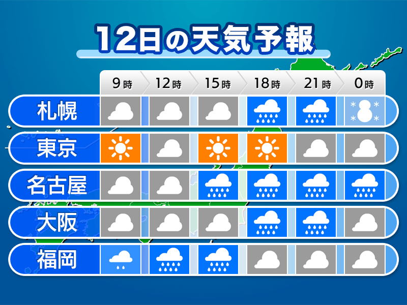 午後は雨の範囲が拡大　晴れていても油断禁物　なだれ等にも注意