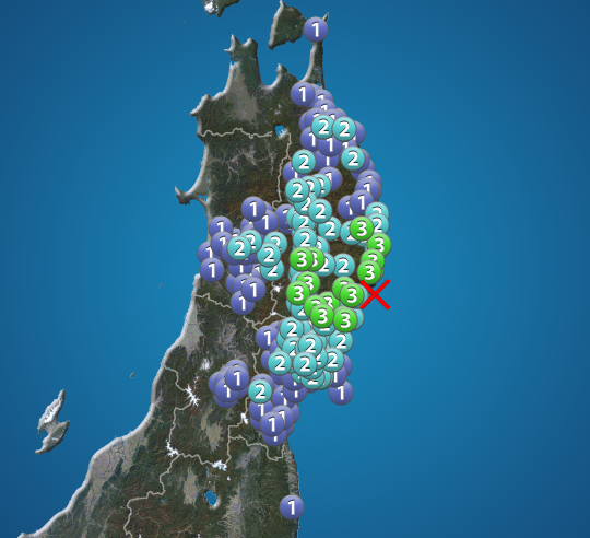 岩手県沿岸南部でM4.8の地震　岩手県と宮城県で震度3　津波の心配なし