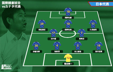 重傷から復帰の浅野が1トップ、久保、南野、相馬の2列目! 日本代表のスタメン発表、カナダ代表相手に最後のテスト