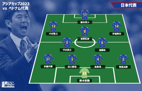 日本代表、ベトナム代表戦のスタメン発表！ 1トップは細谷真大、三笘、中山、冨安がベンチ外【アジアカップ2023】