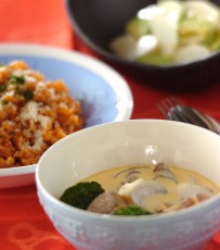 今日の献立は「魚介のクリーム茶碗蒸し」