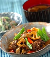 今日の献立は「牛肉と根菜の煮物」