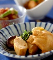 今日の献立は「肉詰め巾着の炊き合わせ」