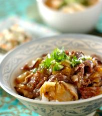 今日の献立は「牛肉と白菜のオイスター丼」